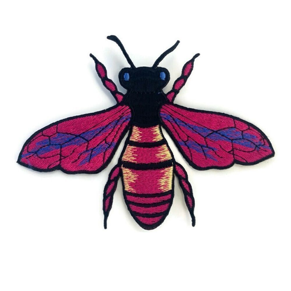 Pink Bee/Beetle Embroidered Patch
